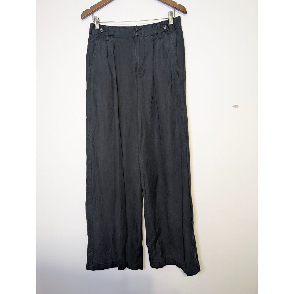 Madewell The Harlow Wide-Leg Pant Size 6 Deep True Black Linen Sailor Tab - Picture 2 of 6